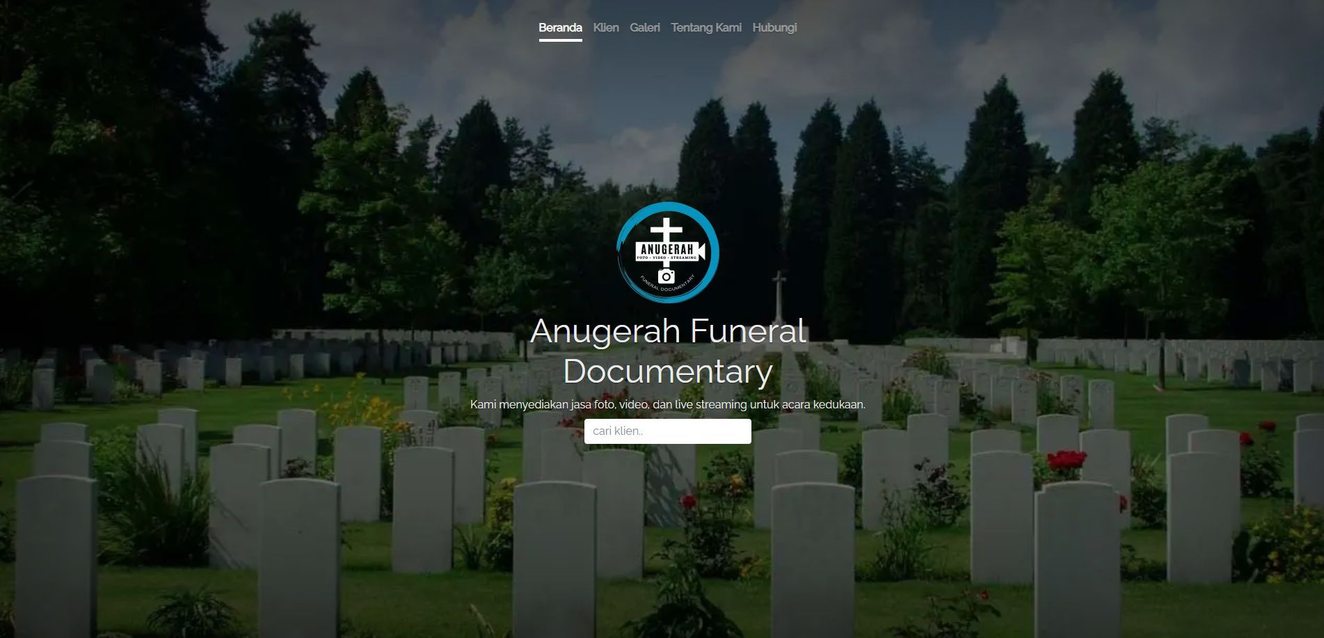 website screenshot of anugerah funeral